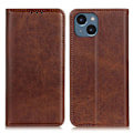 Miniatyrbillede 1 af 2: iPhone 14 flip etui i ægte læder med pung – Brun Brown