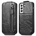 Miniatyrbillede 1 af 2: Vertical Flip Phone Etui med Zipper til Samsung Galaxy S22 - Sort Black
