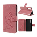 Miniatyrbild 1 av 2: Butterfly läder Samsung Galaxy A7 (2018) fodral - Rosa Rosa