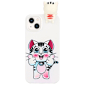 Miniatyrbillede 1 af 5: Mønstertryk Drop Resistant Phone Case iPhone 14, 3D Figure Design Flexible Back Cover - Kat White