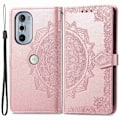 Miniatyrbild 1 av 2: Mandala läder Motorola Edge 30 Pro fodral - Rosa Rosa