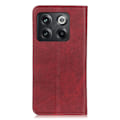 Pikkukuva 2 / 2: Lompakko-style Aitoa Nahkaa Läppäkotelo For OnePlus Ace Pro / 10t - Punainen Red