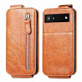 Pikkukuva 1 / 2: Vertical Flip Phone Suojakotelo With Zipper For Google Pixel 6a - Ruskea Brown