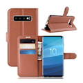 Miniatyrbillede 1 af 2: Samsung Galaxy S10 litchi skin læder flip etui - Brun Brown