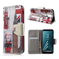 Pikkukuva 1 / 2: Samsung Galaxy A6 Kuvallinen PU Nahka Seisova Lompakko Kuori - Big Ben ja UK Lippu Multicolor