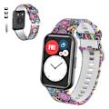 Miniatyrbillede 1 af 2: Huawei Watch Fit mønstret silikoneurrem - Påfugl Multicolor