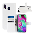 Miniatyrbillede 1 af 2: Samsung Galaxy A40 Litchi lædercover - hvid White