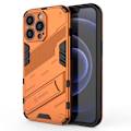 Miniatyrbillede 1 af 2: Drop Testet Kickstand Hybrid Hård Bumpresistent Back Blød Fleksibel Bumper Beskyttelsesetui iPhone 13 Pro 6,1 tommer - Orange Orange