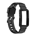 Pikkukuva 1 / 2: Fitbit Charge 5 / 4 / 3 silikonikellon hihna ja suojus - Musta Black
