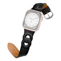 Miniatyrbild 1 av 2: Apple Watch (45 mm) klockarmband i äkta läder med dubbla ringar - Svart Svart