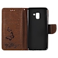 Miniatyrbillede 2 af 2: Samsung Galaxy A8 (2018) imprinted sommerfugl Blomster PU læder flip etui - Brun Brown