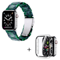 Miniatyrbild 1 av 2: Apple Watch SE 2022 (44mm) klockarmband med 3 pärlor i resin och genomskinligt hölje - Matt Grön Grön