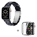 Miniatyrbild 1 av 2: Apple Watch SE 2022 (44mm) klockarmband med 3 pärlor i resin och genomskinligt hölje - Svart Mix Svart