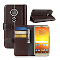 Miniatyrbillede 1 af 2: Motorola Moto G6 Play beskyttelsesetui i splidtet læder med stander og kortlommer - Brun Brown