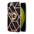 Miniatyrbild 1 av 2: Marmormotiv iPhone SE (2022) / iPhone SE 2020 / iPhone 7 skal - Svarta Blommor Svart