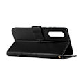 Miniatyrbillede 2 af 2: Huawei P30 sommerfugle- og blomstertryk læder flip etui - Sort Black