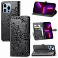 Miniatyrbillede 2 af 2: Mandala iPhone 13 Pro læderetui - Sort Black