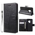 Miniatyrbillede 1 af 2: Samsung Galaxy S9 stemplet Træ ugle PU læder flip etui - Sort Black