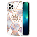 Miniatyrbillede 1 af 2: iPhone 14 Pro 6,1 tommer YB IMD Series-6 Ring Holder Kickstand Design Galvaniseret ramme Fleksibelt faldsikkert etui IMD Protector - Krone Multicolor
