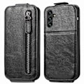 Pikkukuva 1 / 2: Vertical Flip Phone Suojakotelo With Zipper For Samsung Galaxy A04s / A13 5g - Musta Black