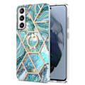 Pikkukuva 1 / 2: Marble Patterned Suojakuori With Ring Holder For Samsung Galaxy S21 FE - Sininen Blue