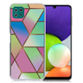 Miniatyrbillede 1 af 2: Marble design Samsung Galaxy A22 5G cover - Rose / Grøn Og Blå Fragmenter Multicolor