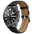 Miniatyrbillede 2 af 2: Samsung Galaxy Watch 3 (45mm) fine stitch ægte læder rem - sort Black