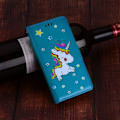 Miniatyrbillede 2 af 2: iPhone Xs Max flash powder Enhjørning mønster læder flip cover - Blå Blue