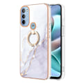 Pikkukuva 1 / 2: Marble Patterned Suojakuori With Ring Holder For Motorola Moto G41 / G31 - Valkoinen Marble Haze White