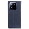Pikkukuva 2 / 2: Lompakko-style Aitoa Nahkaa Läppäkotelo For Xiaomi 13 - Sininen Blue