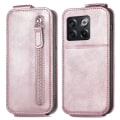 Pikkukuva 1 / 6: Vertical Flip Phone Suojakotelo With Zipper For OnePlus 10T / Ace Pro - Ruusukulta Pink