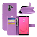 Miniatyrbillede 1 af 2: Samsung Galaxy J8 (2018) beskyttelsesetui i kunstlæder med Litchi struktur samt stativ - Lilla Purple