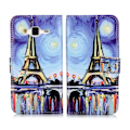 Pikkukuva 1 / 2: Samsung Galaxy J3 (2016) / J3 Kohokuvio Nahkakotelo - Yötaivas Ja Eiffel Torni Multicolor
