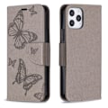 Miniatyrbild 2 av 2: Butterfly läder iPhone 12 Pro / iPhone 12 fodral - Silver/Grå Silvergrå
