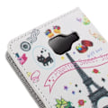 Miniatyrbillede 2 af 2: Moberg Læder-etui med kortholder og stander til Samsung Galaxy A5 SM-A510F (2016) -Liv omkring Eiffeltårnet Multicolor