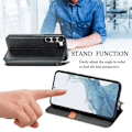 Miniatyrbillede 6 af 6: Læder Etui med A Stilfuldt Rhombus Tryk til Samsung Galaxy S23 Plus - Sort Black