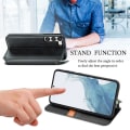 Pikkukuva 6 / 6: Nahkakotelo With A Stylish Rhombus Imprint For Samsung Galaxy S23 Plus - Musta Black