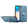 Miniatyrbillede 1 af 2: Kulfibertekstur Fleksibelt og stødsikkert hybridbeskyttelsesetui med kickstand iPhone XS Max 6,5 tommer (indbygget magnetisk metalplade) - Babyblå Blue