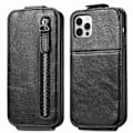 Miniatyrbillede 1 af 6: Lodret iPhone 12 / iPhone 12 Pro flip etui med lynlås - Sort Black