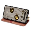 Miniatyrbillede 5 af 6: Læder Etui med A Stilfuldt Rhombus Tryk til Google Pixel 7a - Brun Brown