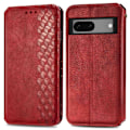 Pikkukuva 1 / 2: Nahkakotelo With A Stylish Rhombus Imprint For Google Pixel 7 - Punainen Red