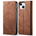 Miniatyrbillede 1 af 2: Jeans iPhone 14 flip etui - Brun Brown