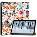 Miniatyrbillede 1 af 2: Nokia T21 trifold mønster læder flip taske - Farverige Sommerfugle Multicolor
