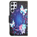 Pikkukuva 2 / 2: Wonderland Samsung Galaxy S22 Ultra Läppäkotelo - Perhonen Multicolor