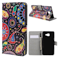 Miniatyrbillede 1 af 2: Moberg Læder-etui med kortholder og stander til Samsung Galaxy A5 SM-A510F (2016) - Sjalsmønster Multicolor