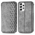 Miniatyrbild 1 av 2: Läder Samsung Galaxy A73 fodral med romb-design - Silver/Grå Silvergrå