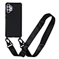 Miniatyrbillede 1 af 2: Tyndt TPU-etui med mat finish og justerbar strop til Samsung Galaxy A32 - Sort Black