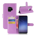 Miniatyrbillede 1 af 2: Samsung Galaxy S9 litchi skin PU læder flip etui - Lilla Purple