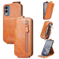 Pikkukuva 5 / 6: Vertical Flip Phone Suojakotelo With Zipper For Nokia X30 - Ruskea Brown