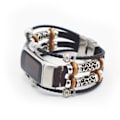 Miniatyrbillede 1 af 2: Fitbit Charge 5 moderigtigt dekoreret læderurrem - Mørkebrun Brown